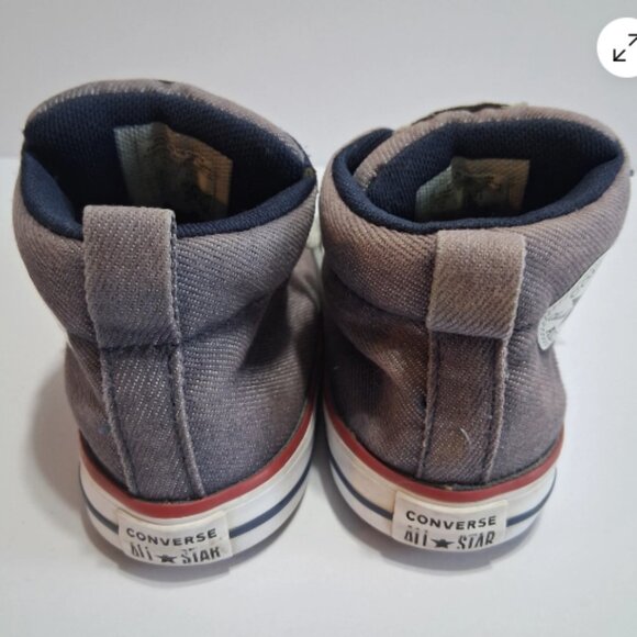 Converse Kids High Top Shoes Sz 10 Denim Look All Star‎ Classic - Good Cond - Picture 6 of 12
